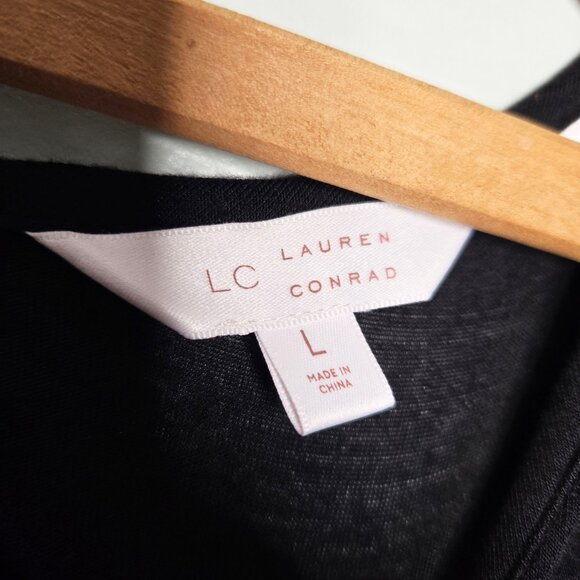 LC Lauren Conrad Black Soft Stretchy Keyhole Blouse L - Picture 6 of 8